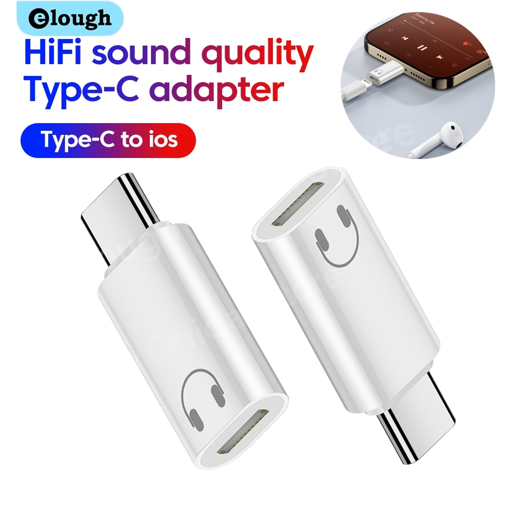 Wired Earphone Lightning - Elough Lightning Ke Adaptor Tipe C