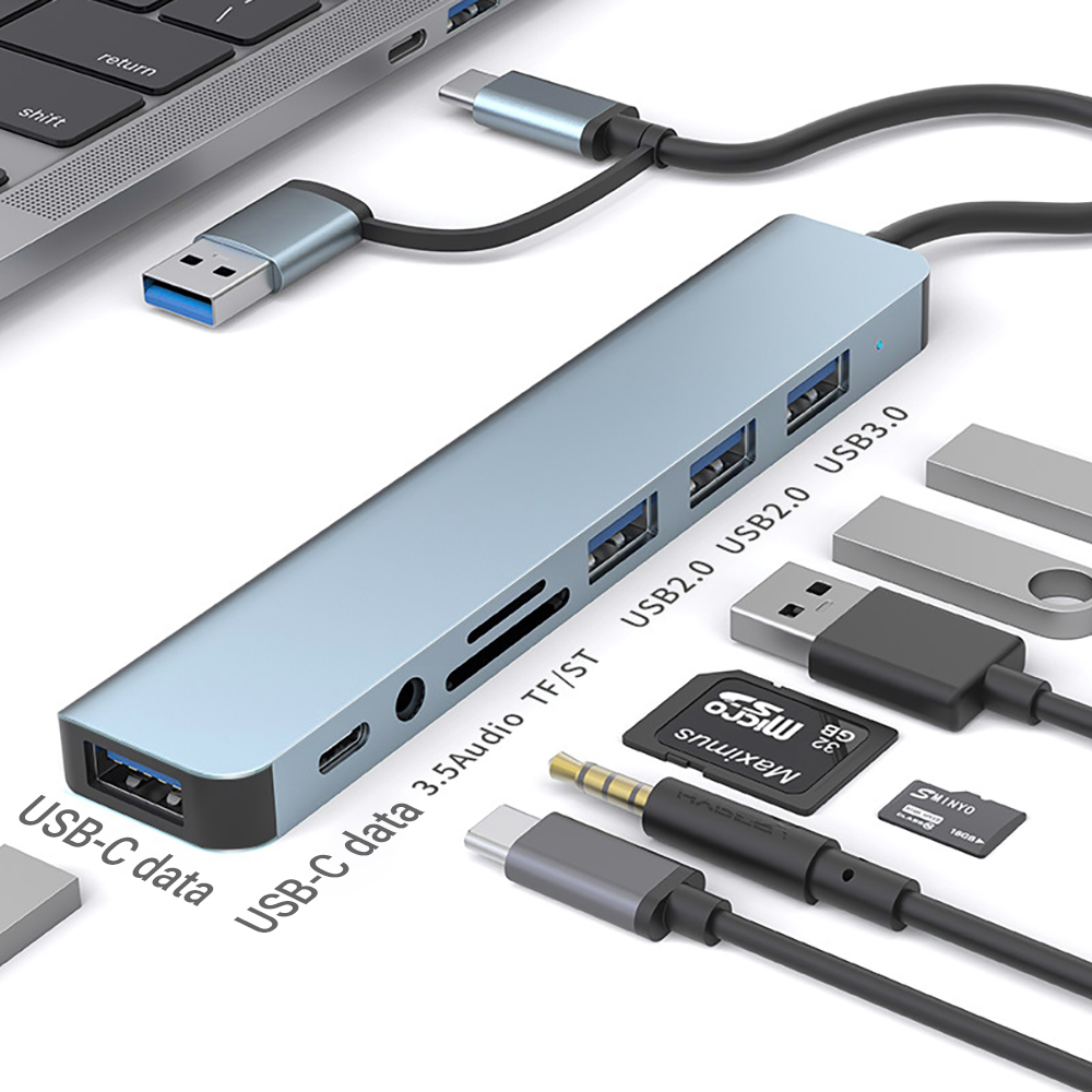 Officeworks Tablet Accessories - Stasiun Docking USB 9-in-1 Dual Head