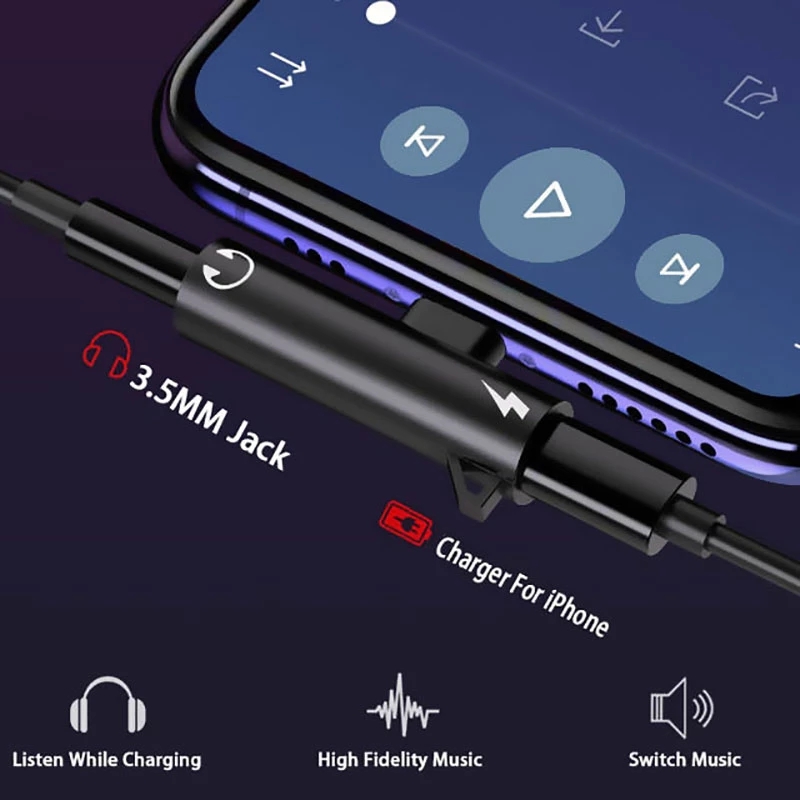 Pemisah adaptor 2 in 1, untuk  - Wired Earphone Lightning ulasan dan harga